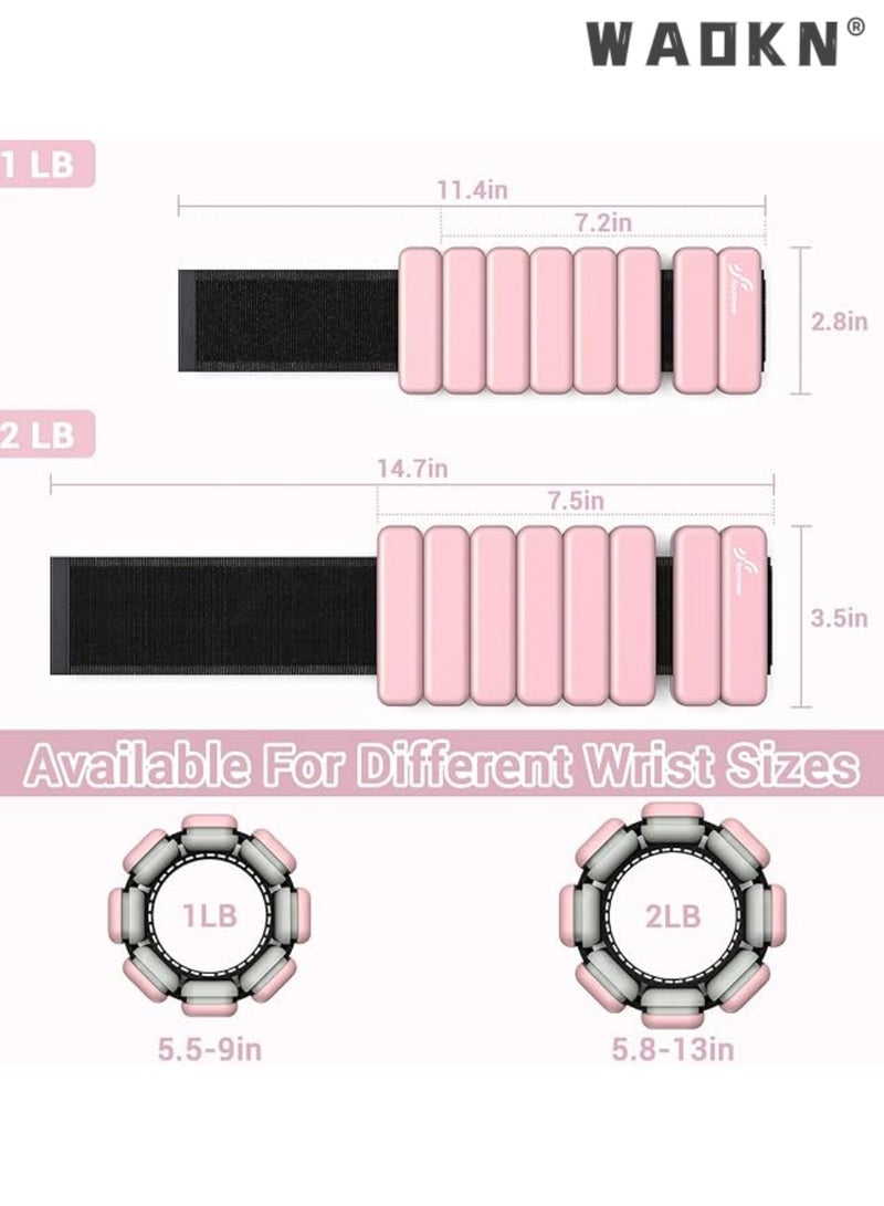 دبليو أيه أو كي أن أثقال المعصم والكاحل - زوج واحد (وزن كل زوج ١ رطل) | سوار سيليكون بوزن قابل للتعديل لليوجا والرقص والبيلاتس والتمارين الرياضية والصالات الرياضية وحمامات السباحة والركض (وردي) - Image 3