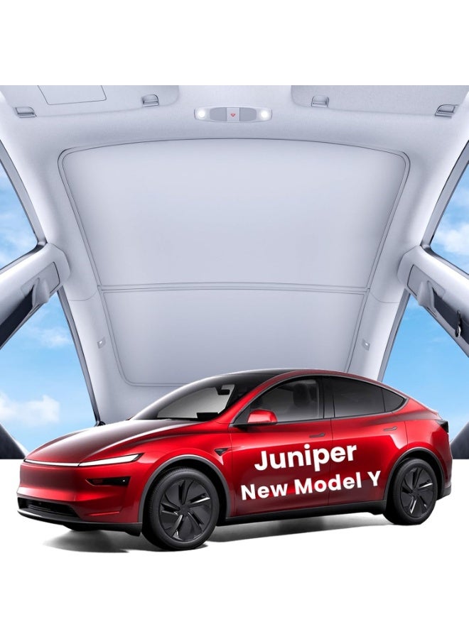 2025 Upgrade Tesla Model Y New (Juniper) Sunshade Roof [No Gaps, No-Sagging] Tesla Y Accessories Heat Insulation Foldable Glass Sunroof Cover for Model Y Juniper 2025-2026, 2PCS, Gray - Image 1
