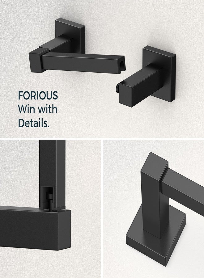 FORIOUS Toilet Paper Holder Wall Mount and Hand Towel Ring Set, SUS 304 Stainless Steel Double Post Pivoting Tissue Roll Holder, Modern Bathroom Hardware Accessories Set, Matte Black - Image 4