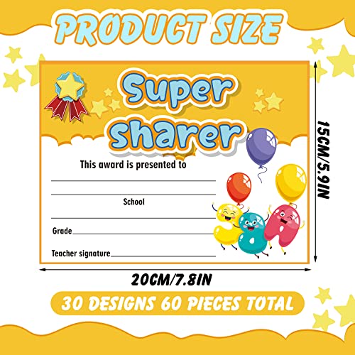 Sherr 60 Pcs Student of Award Certificates for Kids End of School Year Certificate of Achievement Student Recognition Award Achievement Graduation Teacher and Classroom Supplies (Kid) - Image 2