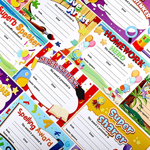 Sherr 60 Pcs Student of Award Certificates for Kids End of School Year Certificate of Achievement Student Recognition Award Achievement Graduation Teacher and Classroom Supplies (Kid) - Image 3
