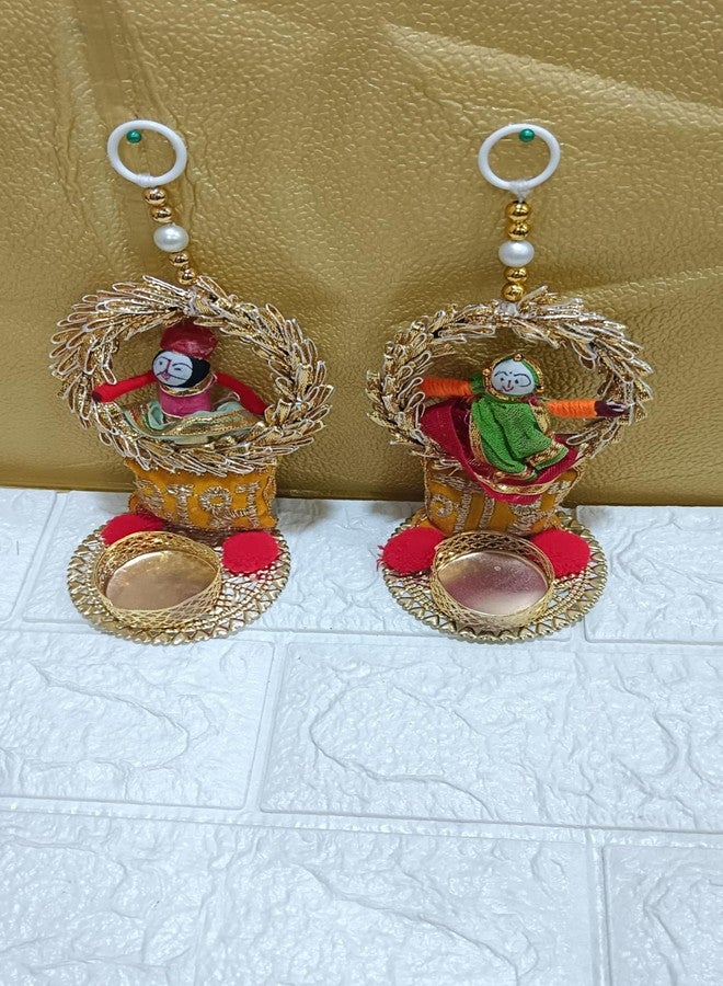 Nutts Handmade Puppet T-Light Shubh Labh Hanging Decoration Item for Home Décor Diwali Festival (Pack of 2) - Image 4