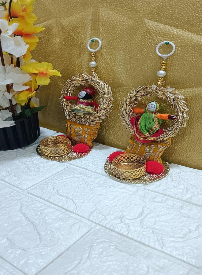 Nutts Handmade Puppet T-Light Shubh Labh Hanging Decoration Item for Home Décor Diwali Festival (Pack of 2) - Image 5