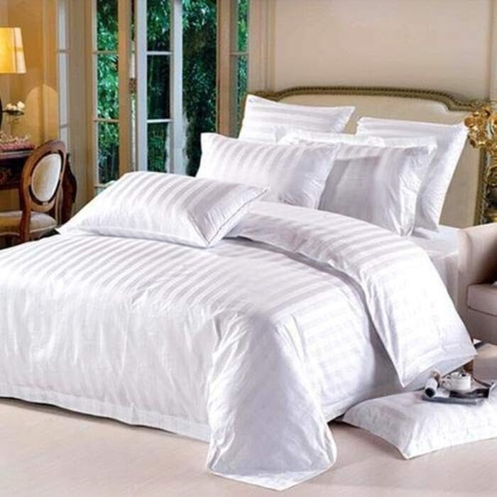 KitchDeco Kitch Deco™ Microfiber 220GSM Satin Striped AC/Mild Winter Solid Comforter for (White) (Single) 60x90Inch - Image 1