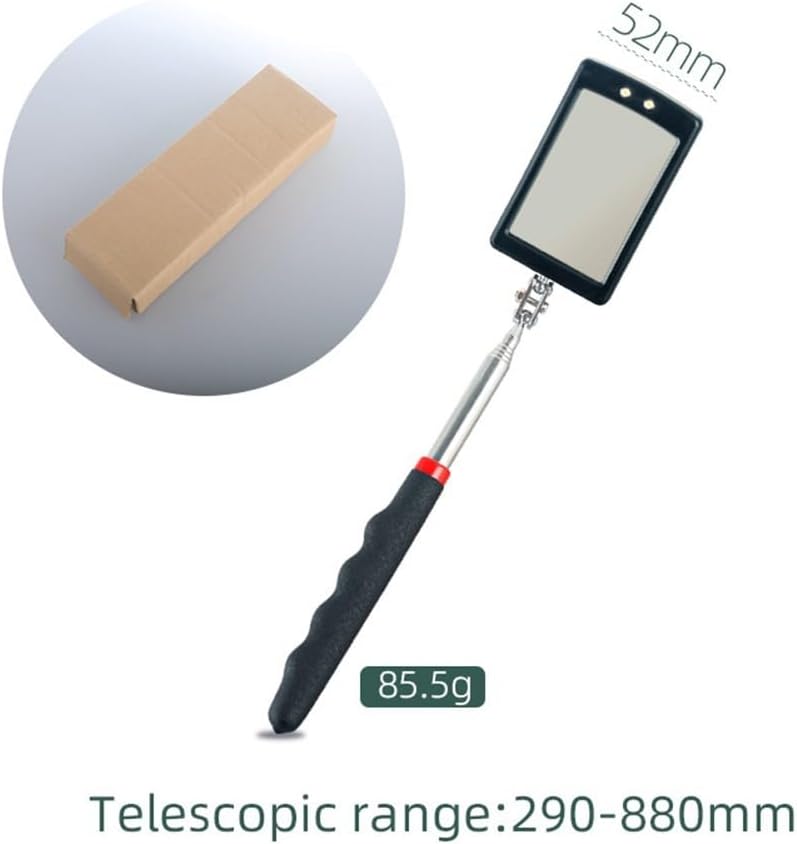 4 Pack Telescoping Inspection Mirror Extendable 290 880mm With LED Light 360 Rotation - Image 3