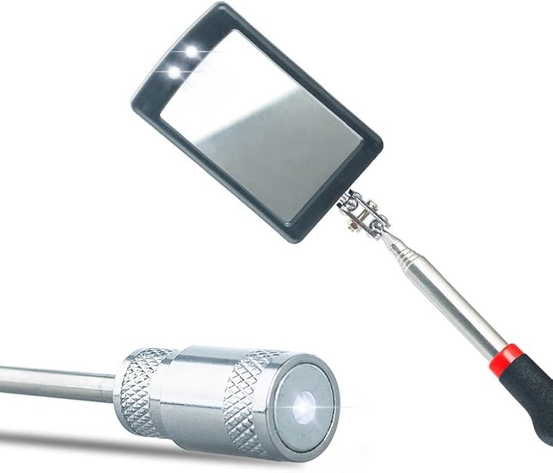 4 Pack Telescoping Inspection Mirror Extendable 290 880mm With LED Light 360 Rotation - Image 2