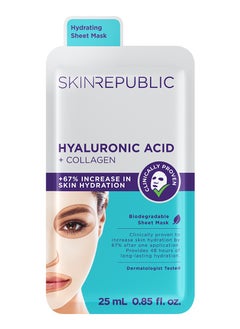SKIN REPUBLIC Skin Republic Hyaluronic Acid & Collagen Face Mask, For Younger Looking Skin, Helps with Fine Lines and Wrinkles, Long Lasting Hydration, 25ml  - Image 1
