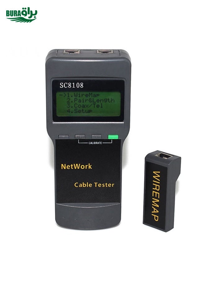BURAQ - Portable Wireless Network cable Tester SC8108 LCD Digital PC Data Network CAT5 RJ45 LAN Phone Cable Tester Meter(Grey) - Image 1