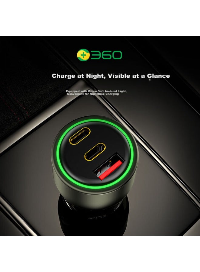 360 Car Charger Super Fast Charging Data Cable Set, 1a2c 100w High Power, ette Lighter Smart Car Charger Hc-p67, One-to Converter - Image 3