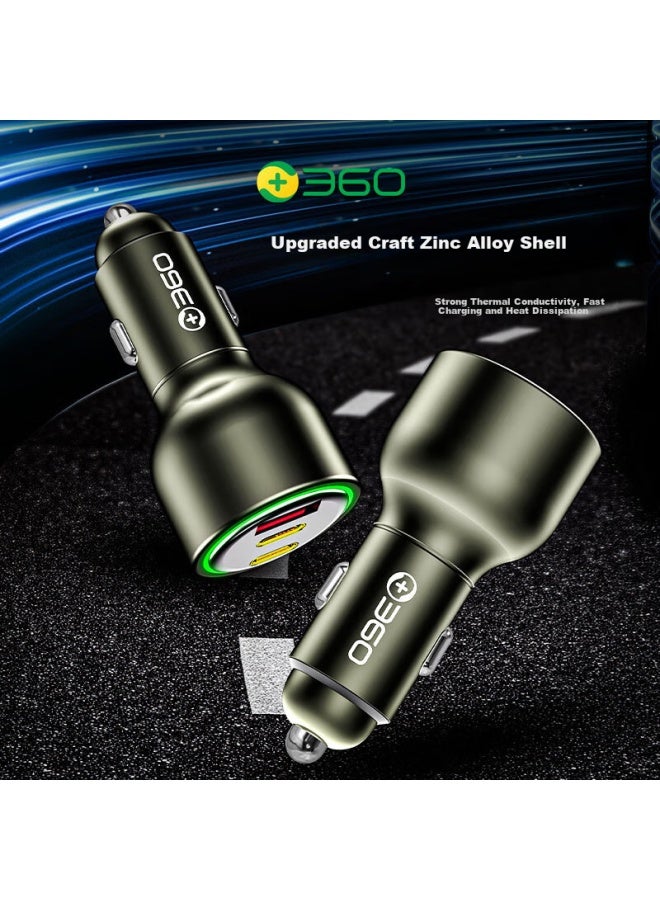 360 Car Charger Super Fast Charging Data Cable Set, 1a2c 100w High Power, ette Lighter Smart Car Charger Hc-p67, One-to Converter - Image 2