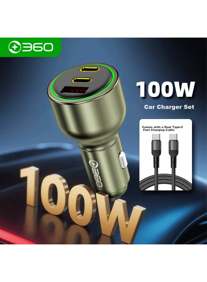 360 Car Charger Super Fast Charging Data Cable Set, 1a2c 100w High Power, ette Lighter Smart Car Charger Hc-p67, One-to Converter - Image 5
