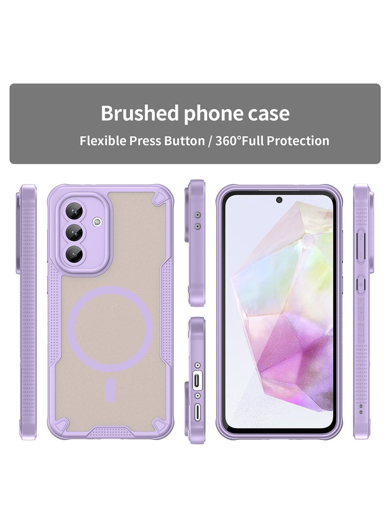 Cover For Samsung Galaxy A36 5G Armor Glaze MagSafe Magnetic Phone Case Raised edges around the screen and camera lens help prevent scratches - Purple - Image 5