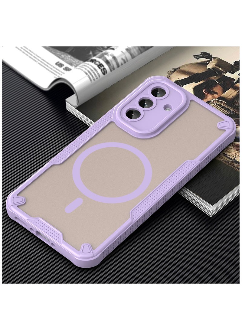 Cover For Samsung Galaxy A36 5G Armor Glaze MagSafe Magnetic Phone Case Raised edges around the screen and camera lens help prevent scratches - Purple - Image 3