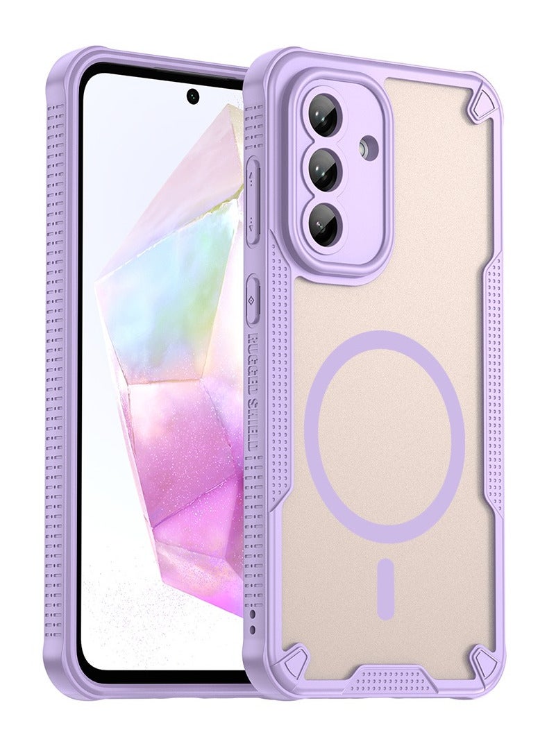 Cover For Samsung Galaxy A36 5G Armor Glaze MagSafe Magnetic Phone Case Raised edges around the screen and camera lens help prevent scratches - Purple - Image 1