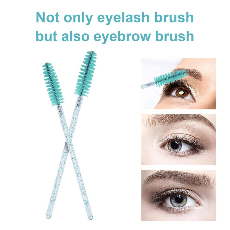 CHEFBEE 100PCS Disposable Eyelash Brush, Mascara Wands Makeup Brushes Applicators Kits for Eyelash Extensions and Eyebrow with Container (Blue) - Image 3