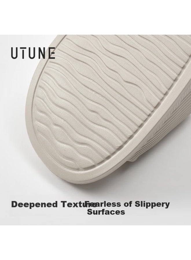 Utune Women's Massage Slippers For Foot Sole, Bathroom Shower Non-slip Summer Home Large Size, Gray White, Size 36-37 - Image 2