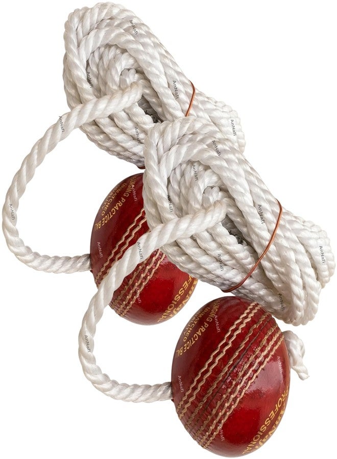 AnNafi Hanging Ball for Cricket Practice, Knocking & Training | Season Ball With Rope | Made in India | Sports Leather Match Practice Red Cricket Ball (2) - Image 1
