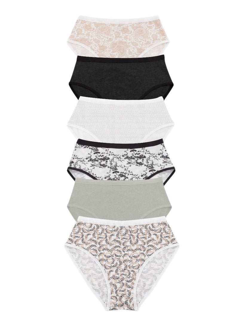 Milk Pack Of 6 brief Pantie Printed 