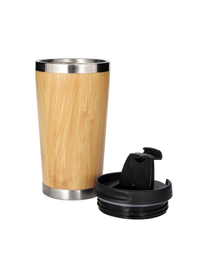 Eco-Friendly Bamboo Travel Coffee Mug with Stainless Steel Interior – Insulated Reusable Coffee Cup with Spill-Resistant Lid for Hot & Cold Drinks, Office, Car, Travel & Outdoor Use - Image 3