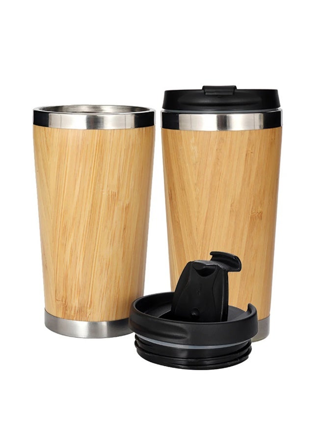 Eco-Friendly Bamboo Travel Coffee Mug with Stainless Steel Interior – Insulated Reusable Coffee Cup with Spill-Resistant Lid for Hot & Cold Drinks, Office, Car, Travel & Outdoor Use - Image 2