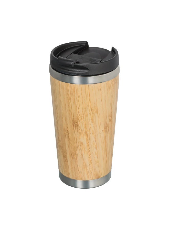 Eco-Friendly Bamboo Travel Coffee Mug with Stainless Steel Interior – Insulated Reusable Coffee Cup with Spill-Resistant Lid for Hot & Cold Drinks, Office, Car, Travel & Outdoor Use - Image 1