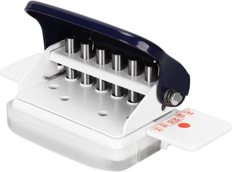 Manual Binding Machine, 6 - Hole Cinch Book Binding Machine for Home Office, Mini Hand Binding Tool with Ruler for A4 B5 A5 Paper, Alloy Steel and ABS Construction (Blue) - Image 5