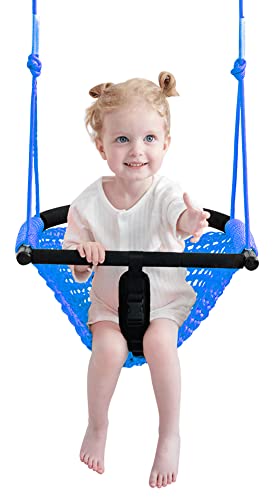 ROPECUBE Toddler Swing 2in1Baby Swing Adjustable Rope Swing Seat for Kids Indoor Outdoor Durable Backyard Swing Set for Infants Toddlers Blue - Image 1