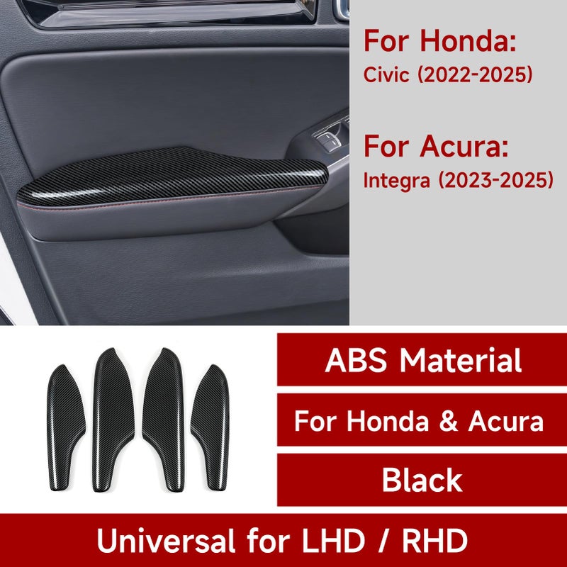 BRMYL Door Handle Armrest Cover Trim Decals for 2022 2023 2024 2025 Honda Civic 11th Gen Accessories ABS Carbon Fiber Stickers - Image 2