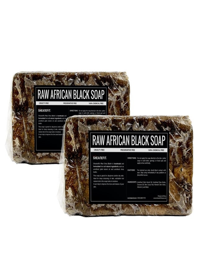 Sheanefit Raw African Black Soap Bar - For All Skin Types - Face, Body, Hair Soap Bulk Bars (15 Ounce (Pack of 2)) - Image 1