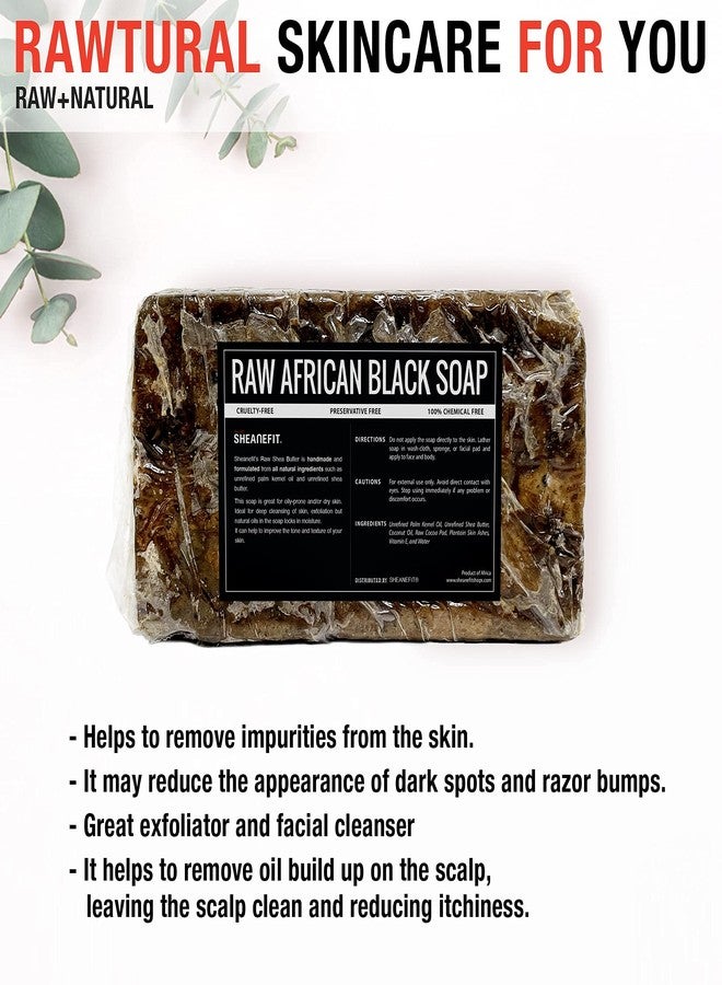 Sheanefit Raw African Black Soap Bar - For All Skin Types - Face, Body, Hair Soap Bulk Bars (15 Ounce (Pack of 2)) - Image 4