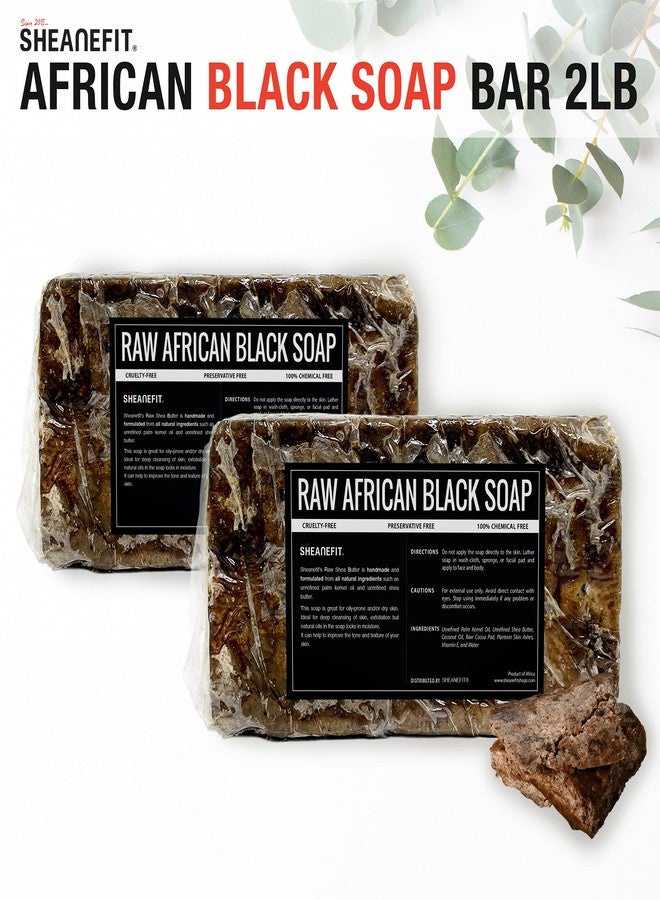 Sheanefit Raw African Black Soap Bar - For All Skin Types - Face, Body, Hair Soap Bulk Bars (15 Ounce (Pack of 2)) - Image 2