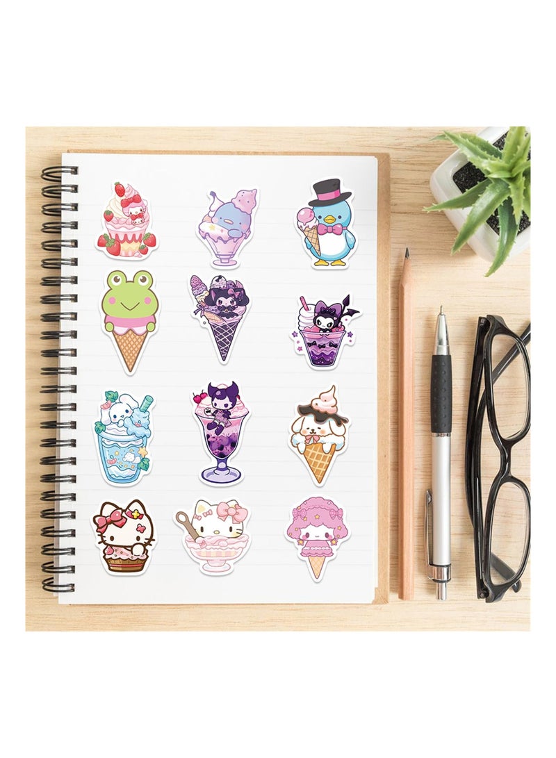 50Pcs Cute Cartoon Scrapbooks Stickers for Kids, Hello Kitty Ice Cream Vinyl Waterproof Sticker for Water Bottles Laptop Phone Bumper Skateboard, Sticker Gifts for Teenagers Girls and Children - Image 2