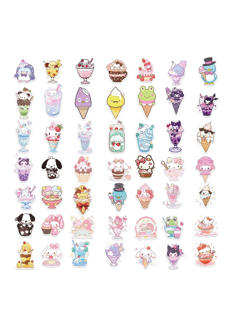 50Pcs Cute Cartoon Scrapbooks Stickers for Kids, Hello Kitty Ice Cream Vinyl Waterproof Sticker for Water Bottles Laptop Phone Bumper Skateboard, Sticker Gifts for Teenagers Girls and Children - Image 4