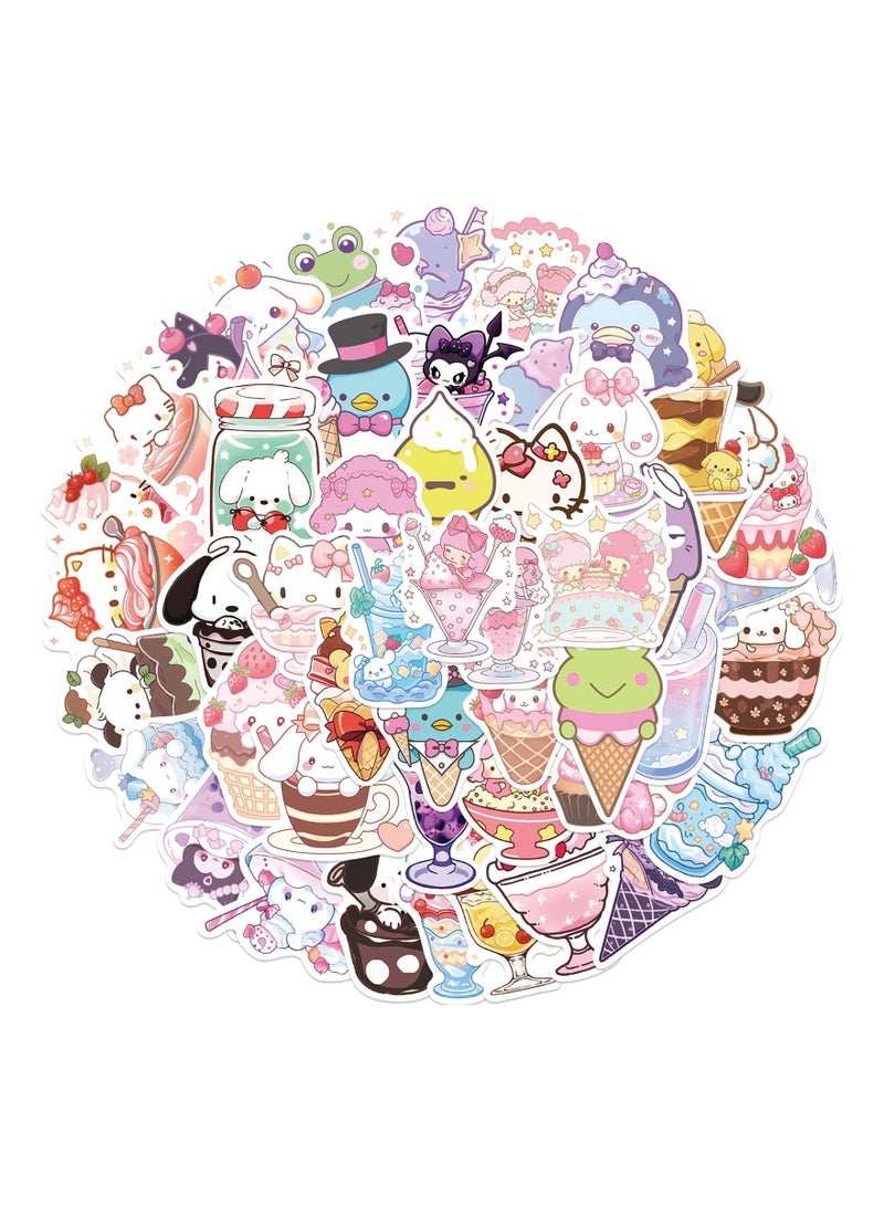 50Pcs Cute Cartoon Scrapbooks Stickers for Kids, Hello Kitty Ice Cream Vinyl Waterproof Sticker for Water Bottles Laptop Phone Bumper Skateboard, Sticker Gifts for Teenagers Girls and Children - Image 1