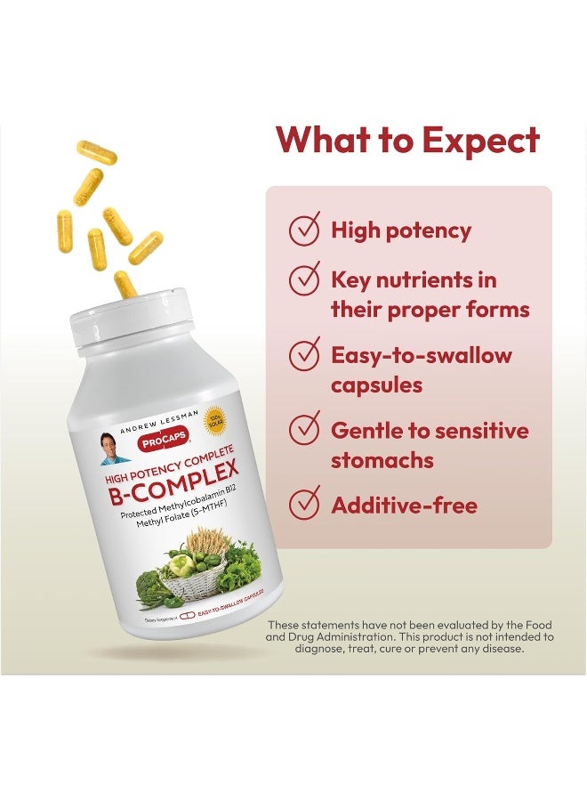 ANDREW LESSMAN High Potency B-Complex 60 Capsules - with High Levels of Folate Complex and Biotin, Promotes Cellular Growth, Energy, Immune Function, Detoxification, Fat Metabolism and More - Image 4