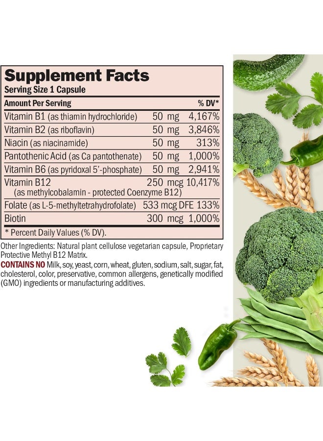 ANDREW LESSMAN High Potency B-Complex 60 Capsules - with High Levels of Folate Complex and Biotin, Promotes Cellular Growth, Energy, Immune Function, Detoxification, Fat Metabolism and More - Image 2