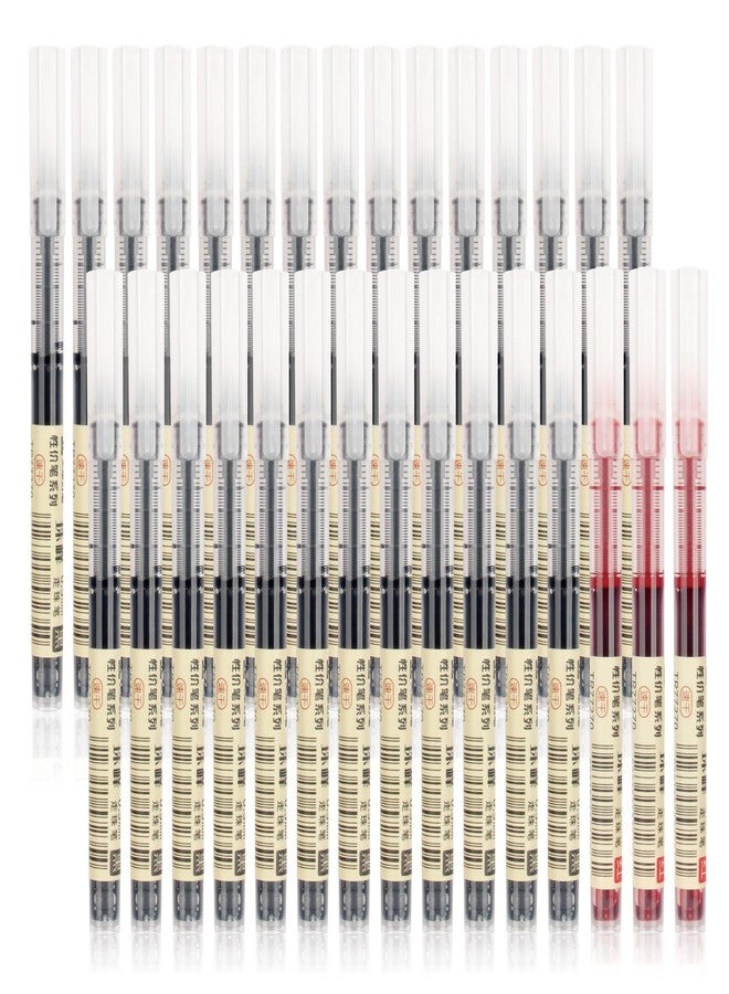 Techjob 30 PCS Rolling Ball Pens 0.5 mm, Fine Point Liquid Rollerball Pens 27 Black & 3 Red, Quick Drying Pens, Liquid Ink Smooth Writing Pens for Office,Home - Image 1