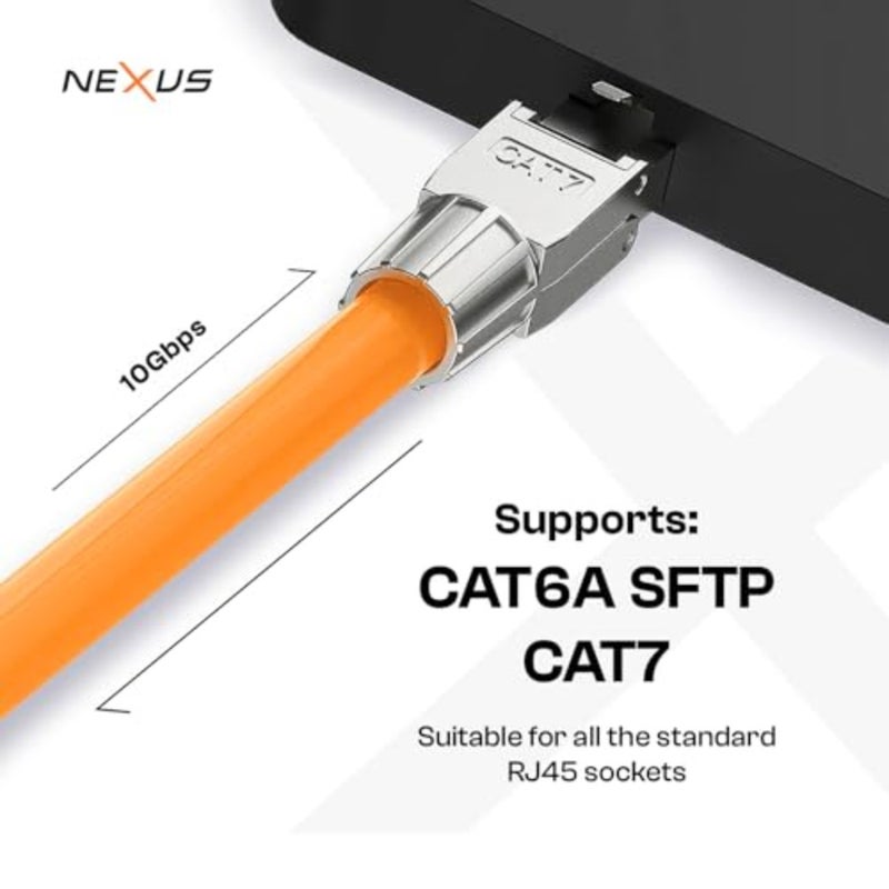 NEXUS CAT7 CAT6A SFTP موصل RJ45 خالٍ من الأدوات 4 حزم معدنية كاملة محمية إيثرنت قابس قابل لإعادة الاستخدام لـ 22AWG - 26 AWG SFTP UTP كابل 10 جيجابت في الثانية شبكة عالية السرعة مقبس ذكر 4، حزمة - Image 3