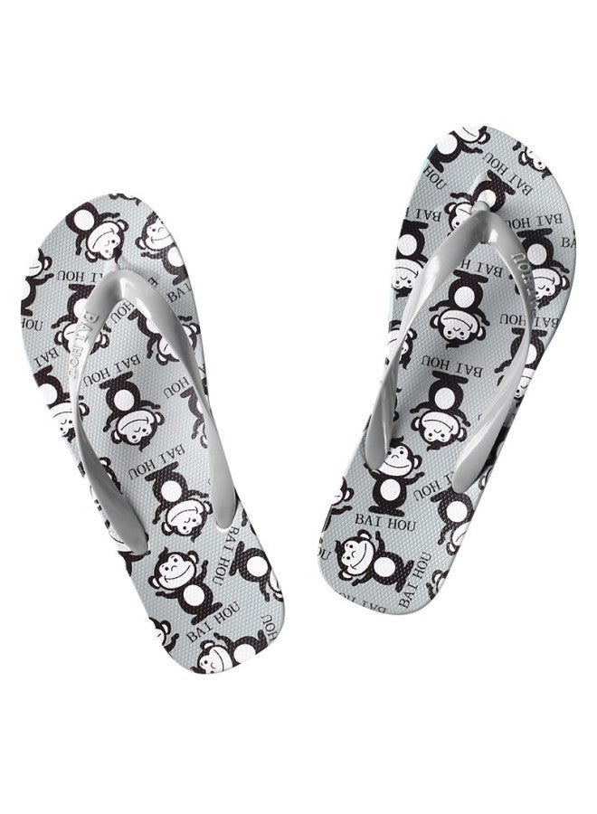 Baihou Flip-flops For Men And Women, Outdoor Wear, Cartoon Print, Couple's Non-slip Thong Sandals, R-16 Gray, Size 34-35 - Image 3