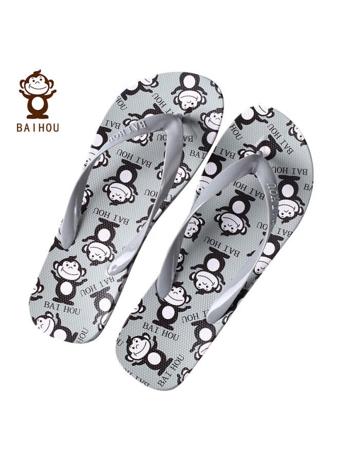 Baihou Flip-flops For Men And Women, Outdoor Wear, Cartoon Print, Couple's Non-slip Thong Sandals, R-16 Gray, Size 34-35 - Image 1
