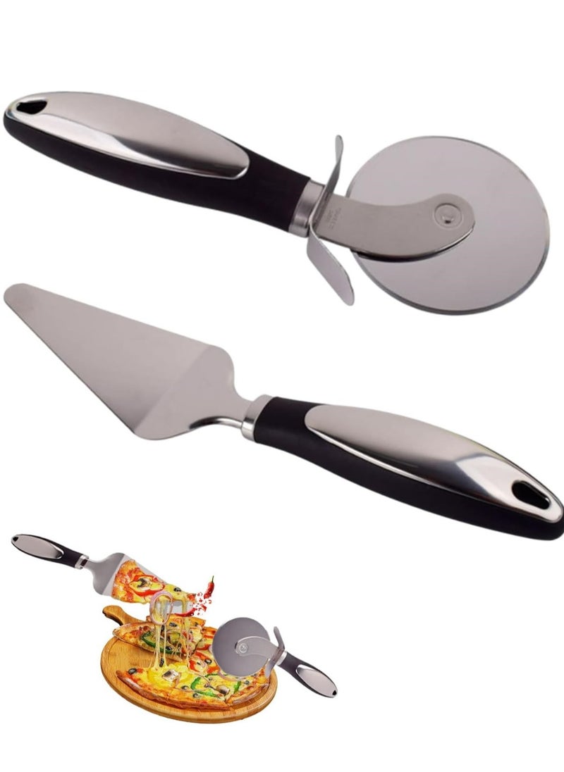 Mmmon 2 Pack Pizza Cutter Wheel,Premium Pizza Cutter,Super Sharp Stainless Steel Pizza Slicer,Non Slip Handles Large Small Pizza,Cake,Pies,Fudge Dough Cutter,Easy To Cut Clean  - Image 1