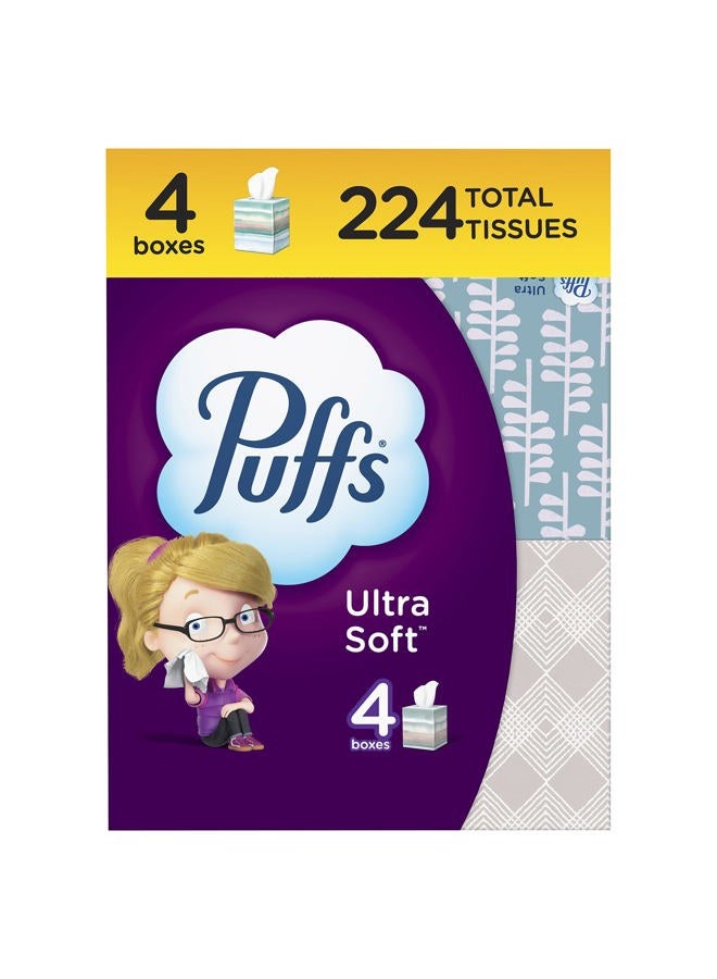 Procter & Gamble Puffs Ultra Soft Facial Tissues, 4 Cubes, 56 Facial Tissues Per Box - Image 1
