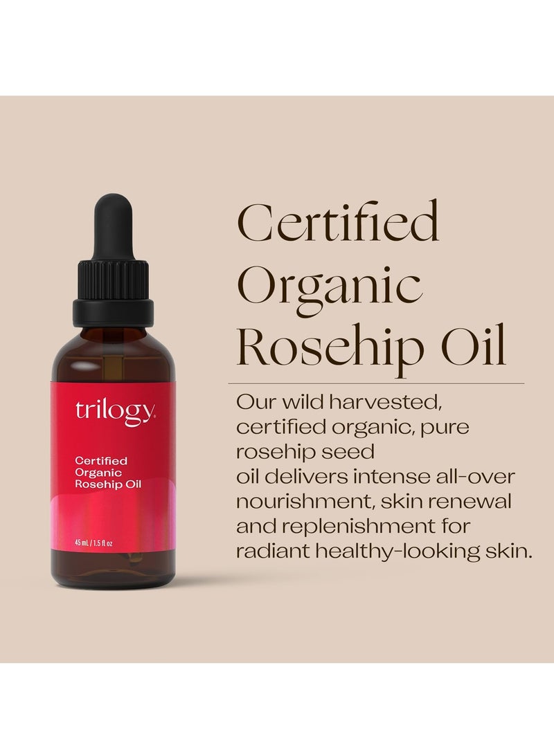 تريلوجي زيت الورد العضوي المعتمد من تريلوغي - زيت بذور الورد البكر المضغوط على البارد للندبات، علامات التمدد، الخطوط الدقيقة والتجاعيد - مع أوميغا 3 و6 و9 لجميع أنواع البشرة، معتمد من وزارة الزراعة الأمريكية، 1.52 أونصة - Image 4