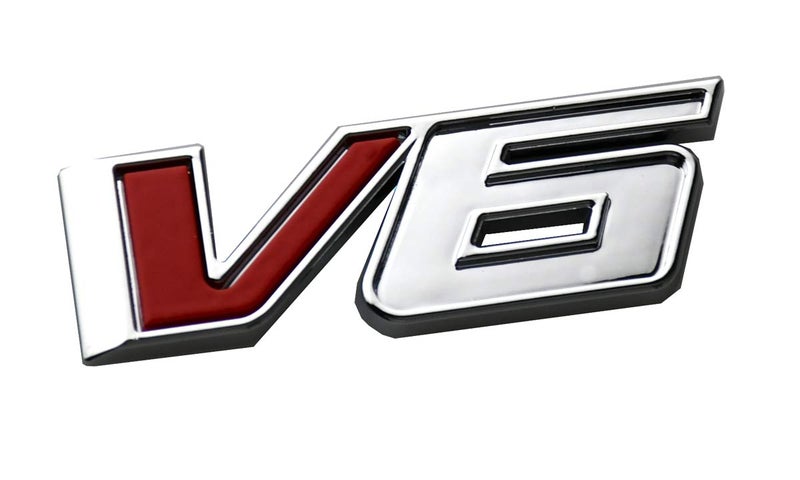 CDD 1pcs V6 Emblem 3D Badge Truck Nameplate Sticker Decal Replacement for 17-21 Canyon Colorado (ChromeRed) - Image 2