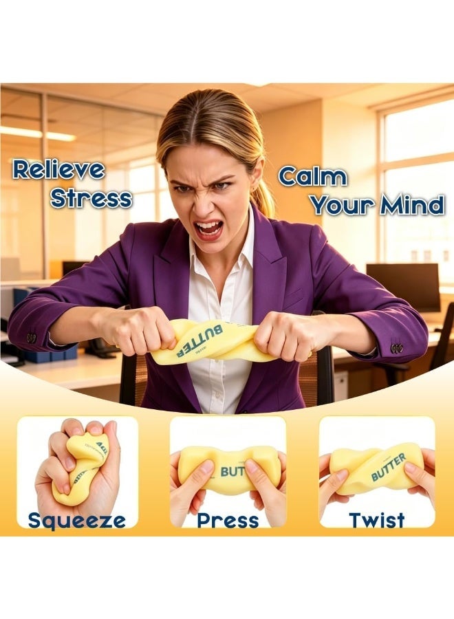 GIOIO Butter Squishy Stress Relief Toy 2 Pcs – Super Soft Slow Rising Butter Stick Squishy, Sensory Fidget Squeeze Toy for Anxiety Relief, Office Desk, School, Adults & Kids - Image 4