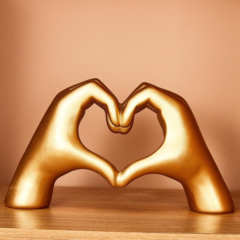 OTARTU Gold Gesture Heart Hands Statue Heart Sculpture Decoration  Modern Heart Shaped Love Finger Home Decor  Abstract Art Sculpture Home Wedding Decoration Shelf Decor.(Gold) - Image 5