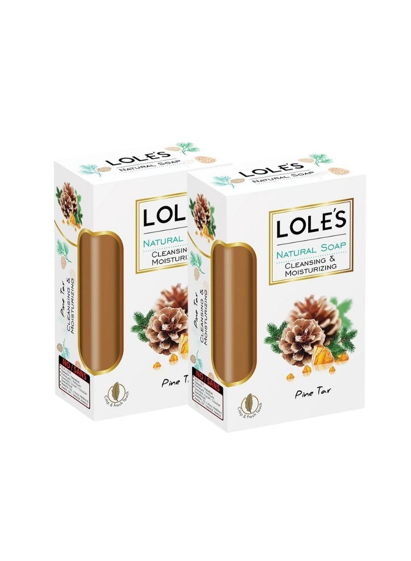 LOLE'S Luxury Pure Natural Soap, Pine Tar Beauty Bar, Detox & Deep Cleansing Face and Body Care - Vitamin E, SLS-Free, Crisp & Fresh Touch, 100% Vegetable, No Animal Fat, Pack of 2 x 150g - Image 1