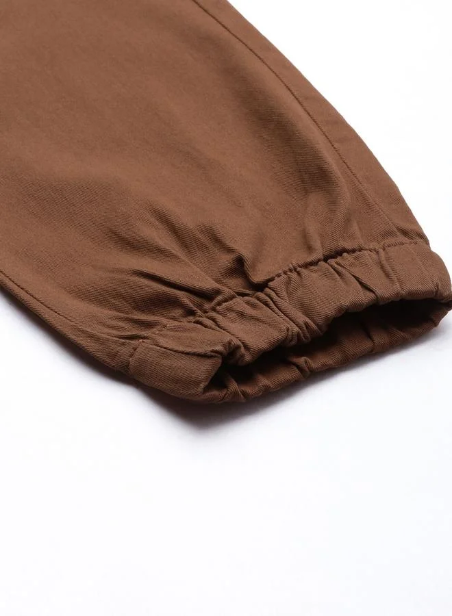 The Indian Garage Co  Men Rust Solid Slim Fit Cargo Pants for Men | Best Price UAE