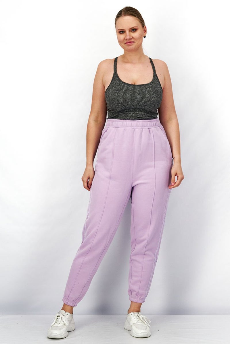 Adidas Women Sportswear Fit Pull On Drawstring Outdoor Sweatpants, Lavender - Image 2