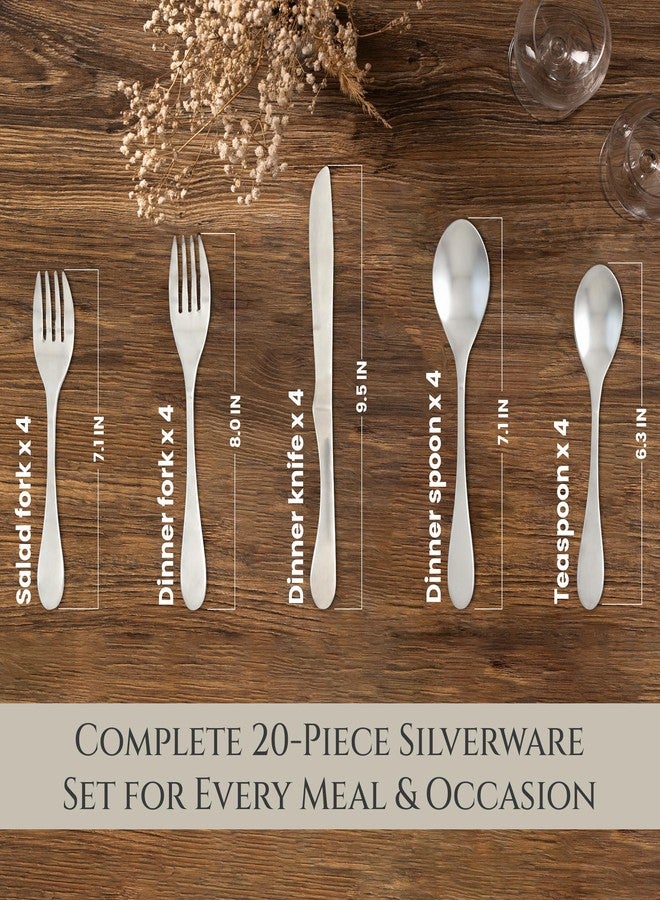 Knork Place Setting Forks (5 Piece), Matte Silver - Image 3